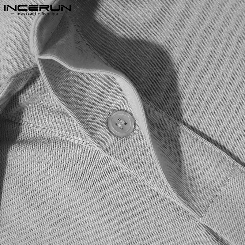 Áo thun polo INCERUN tay ngắn màu trơn 3 tùy chọn đơn giản cho nam