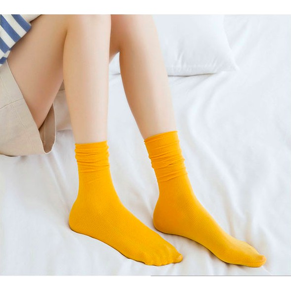Tất vớ nữ cổ cao nhiều màu cotton co giãn M001