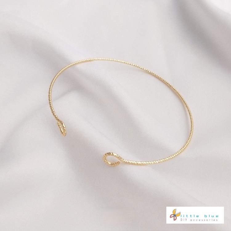 [little Blu] Vòng Đeo Tay Hở Mạ Vàng Đồng 14K Có 9 Viên Đá Thủy Tinh Làm Trang Sức Thủ Công diy