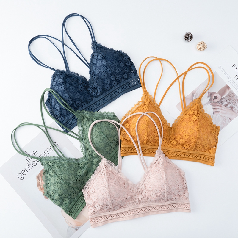 Áo lót dây ecmln họa tiết hoa cúc xinh xắn thời trang cho nữ