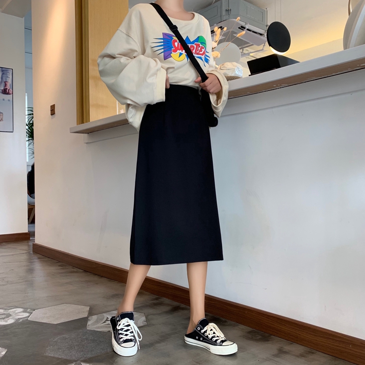 Chân váy SUXI dáng dài lưng cao phong cách retro thời trang Hàn Quốc