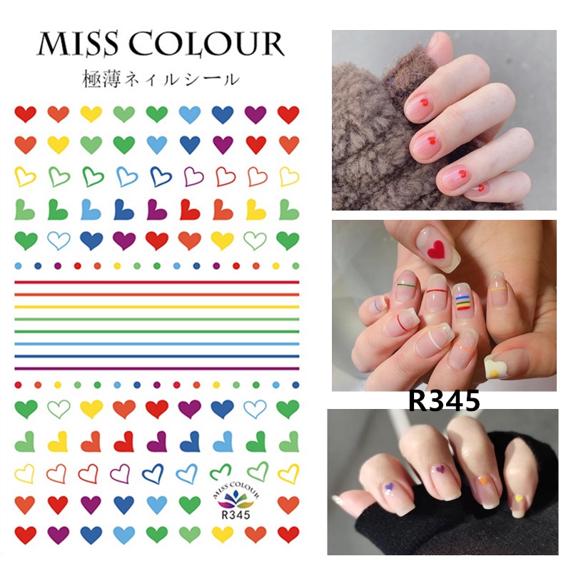 Sticker nơ hoa lá trái tim nail, decal sticker dán móng tay hoa cỏ bốn lá 3D 5D trang trí nail