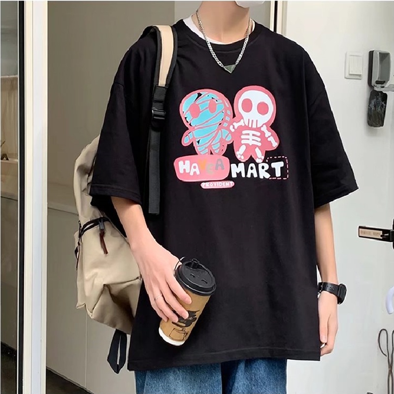 Áo Thun Tay Ngắn Dáng Rộng In Họa Tiết Hoạt Hình Thoải Mái Thời Trang Mùa Hè Cho Nam Và Nữ size M-5XL