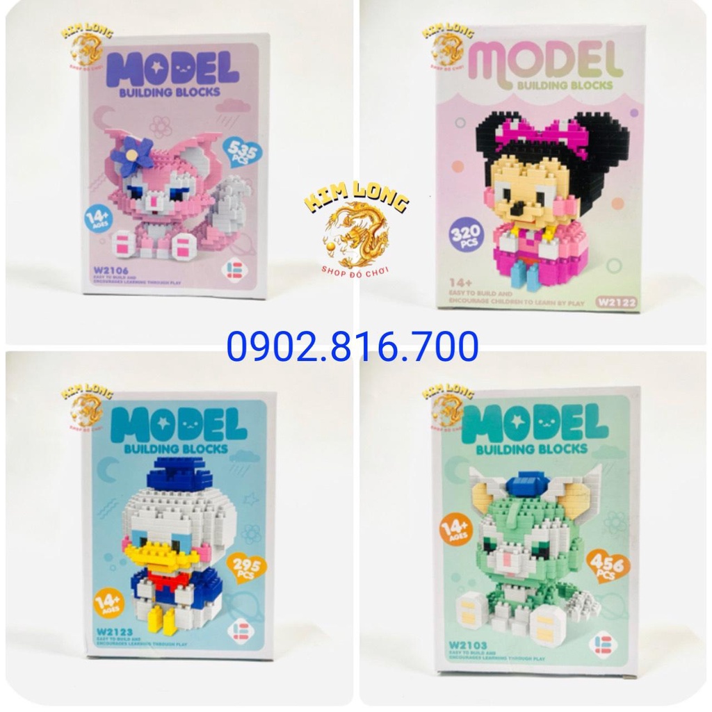 DIY Đồ chơi lắp ráp Le-go 3D mô hình nhân vật hoạt hình 3D hình DOREMON DOREMI SIÊU NHÂN NHỆN GẤU BEAR BRICK GẤU STICK