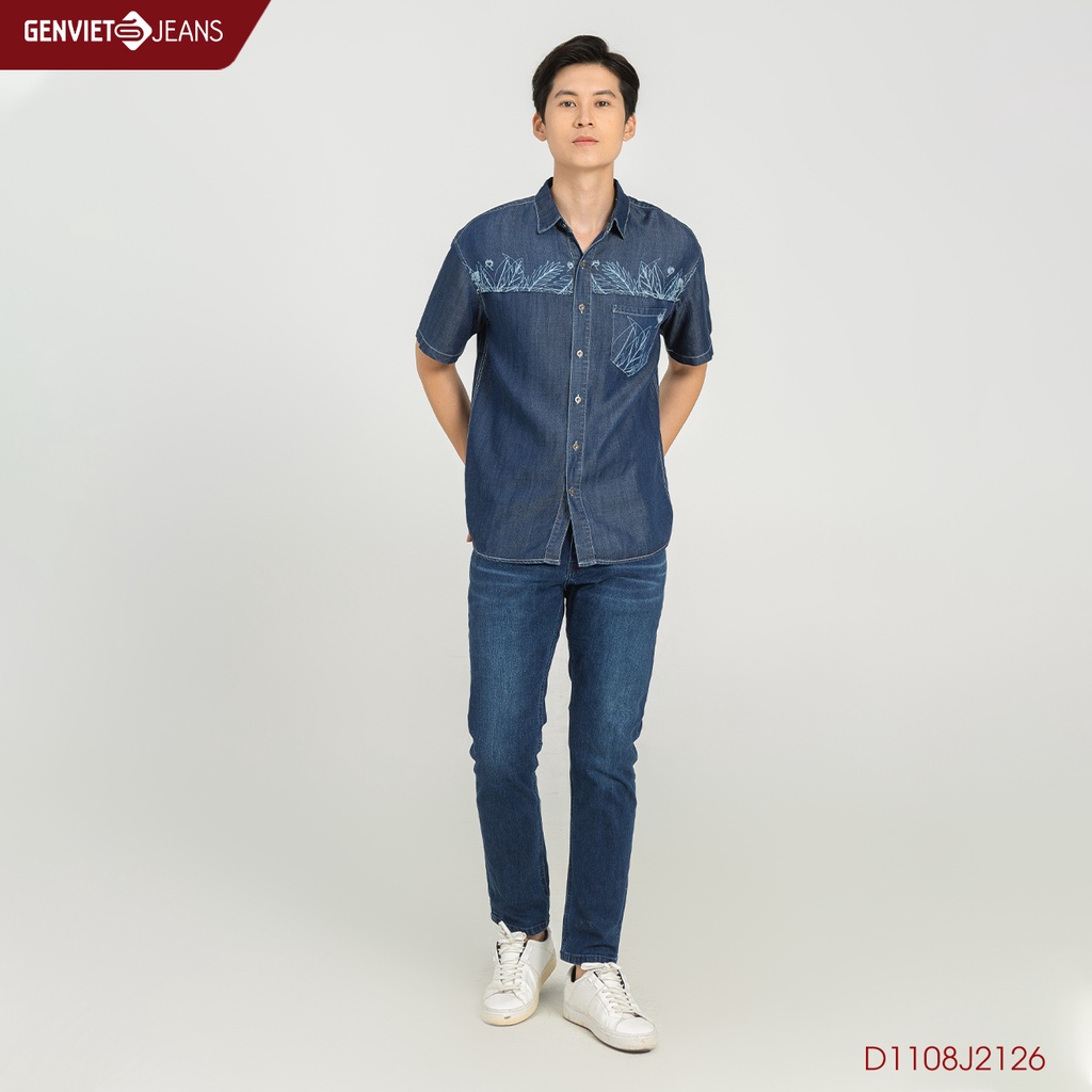 Quần Jeans Nam Genviet Trơn Chất Bò Mềm Cao Cấp Basic Dáng Đứng Không Phai D1108J2126