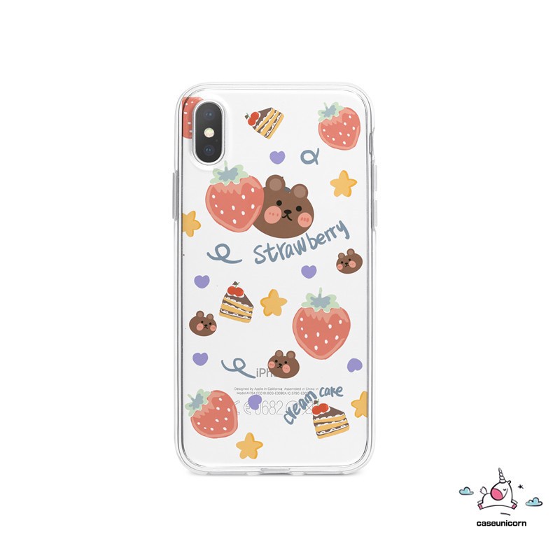 Ốp lưng mềm hình gấu/quả dâu iPhone 11 Pro Max iPhone 12 Pro Max 6 6s 7 8 Plus SE 2020 iPhone XR X XS MAX t58