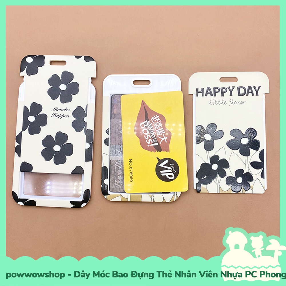 [Sẵn VN - Hỏa Tốc] Dây Móc Bao Đựng Thẻ Nhân Viên Nhựa PC Phong Cách Retro Vintage Flowers &amp; Butterfly
