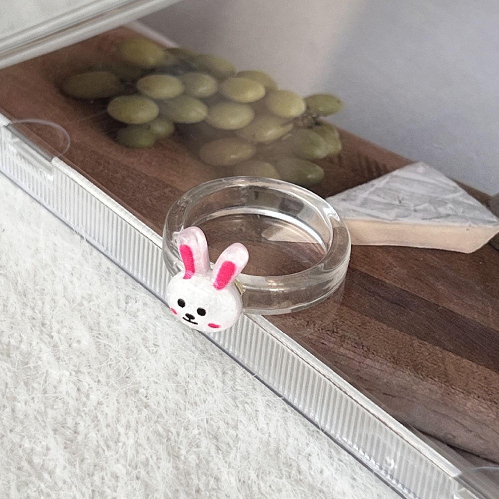 Nhẫn Acrylic Trong Suốt Hoạ Tiết Hoạt Hình Dễ Thương