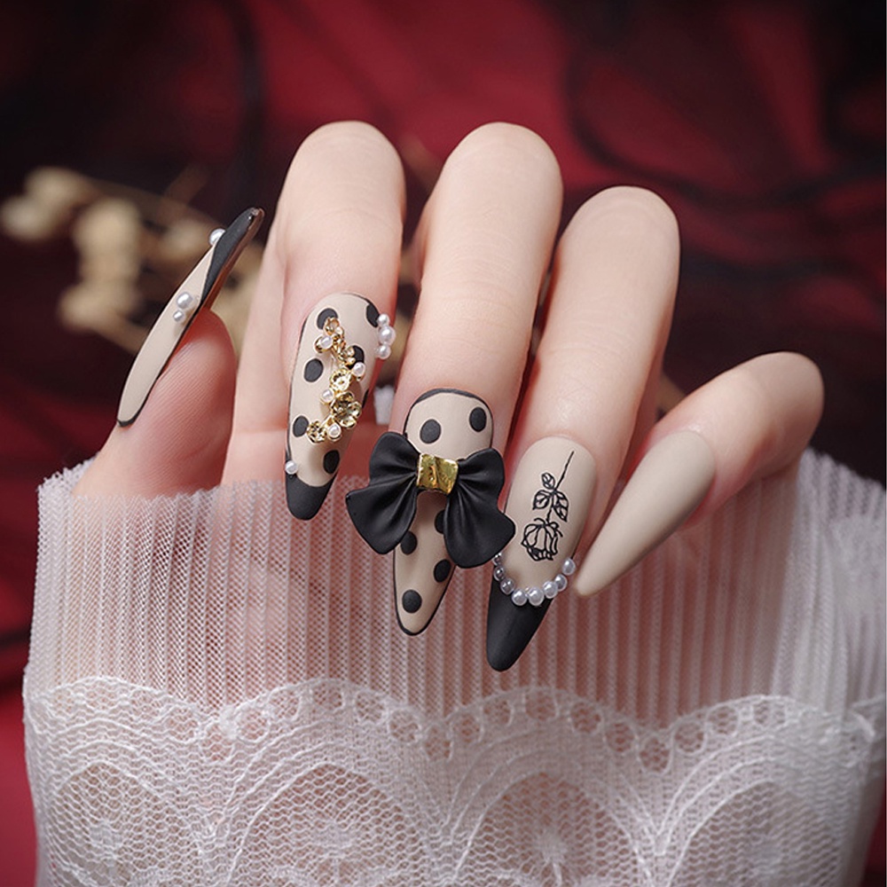 [Hàng mới về] Bộ 5 hạt phụ kiện hình nơ 3D đính móng tay nghệ thuật sang trọng