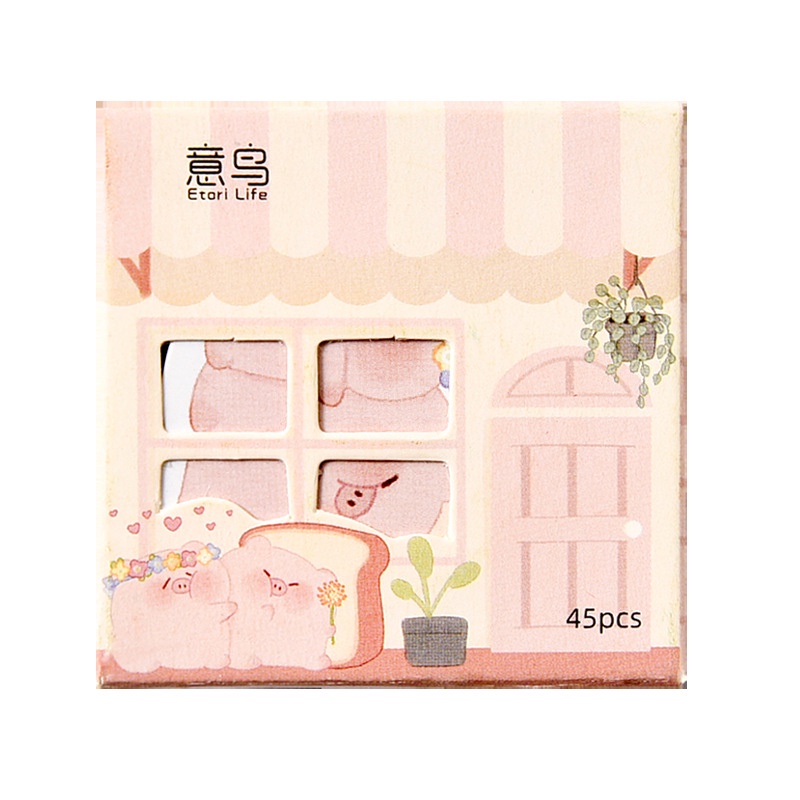 Hộp 45 miếng hình dán trang trí hình ngôi nhà 6 kiểu dáng sáng tạo đẹp mắt