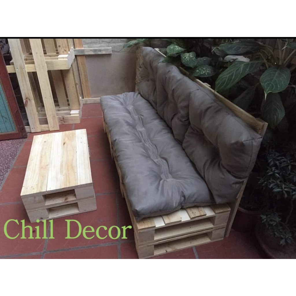 [ TẶNG KÈM ĐỆM VÀ BÀN TRÀ] BỘ SOFA PALLET- GHẾ PALLET CÓ TỰA- BÀN TRÀ PALLET- BỘ BÀN GHẾ BAN CÔNG BẰNG GỖ THÔNG