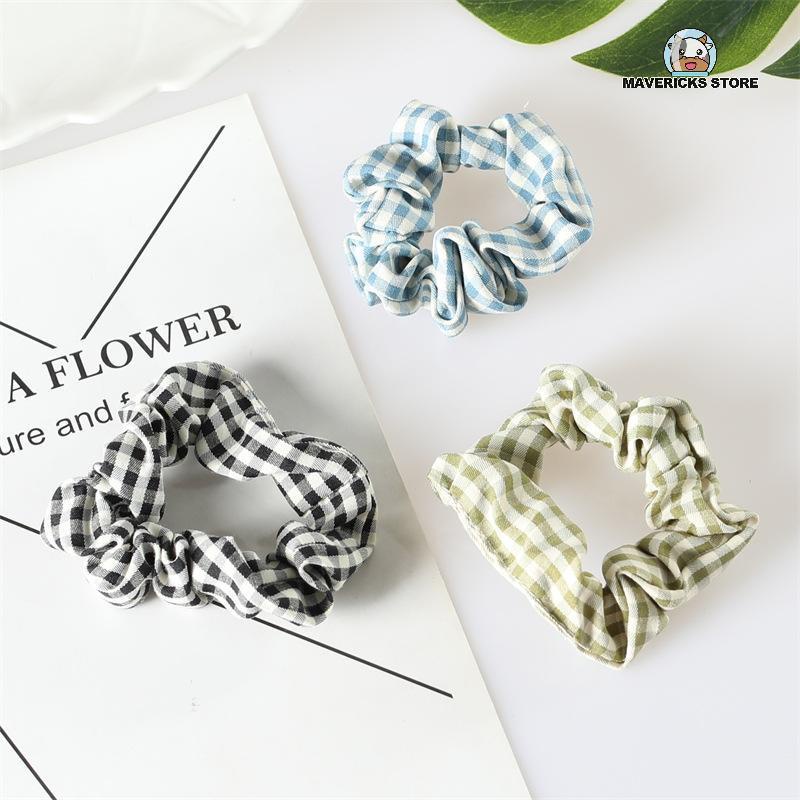 Dây cột tóc co giãn họa tiết caro thời trang mùa hè Hàn Quốc cho nữ