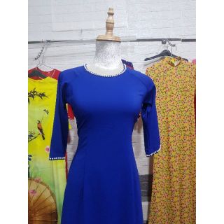 Áo dài trơn lụa may sẵn kèm quần