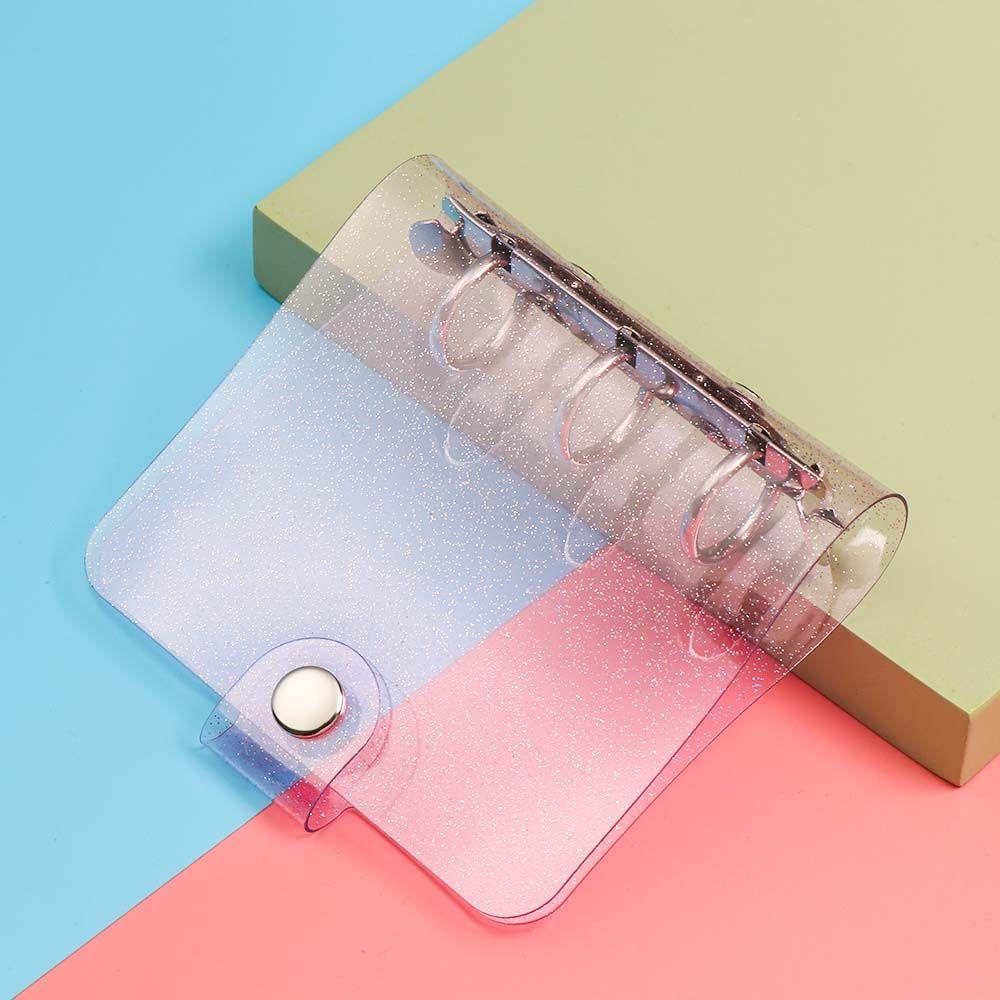 Vỏ Bọc Sổ Tay / Tài Liệu Mini 3 Lỗ Họa Tiết Chiếc Lá Màu Hồng Xinh Xắn