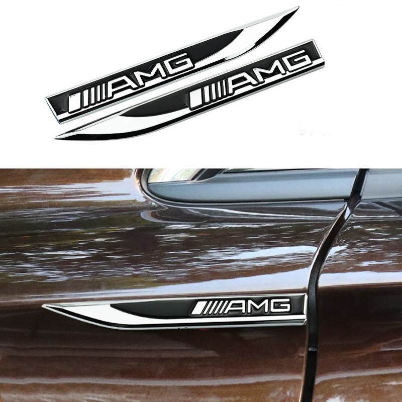 Miếng dán Logo kim loại dán trang trí thân xe hơi Mercedes