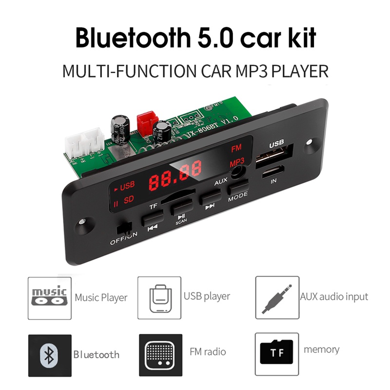 Mô Đun Khuếch Đại Âm Thanh FM Bluetooth 2*25W DC 12V MP3 WMA Chuyên Dụng Cho Xe Hơi