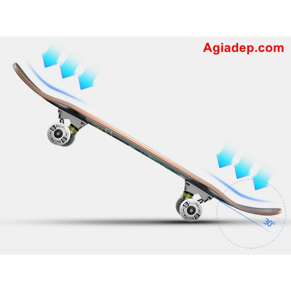 Ván trượt trẻ em thanh thiếu niên có phát sáng Skateboard sành điệu - Hàng xịn xuất Châu Âu + Bộ bảo vệ tay chân