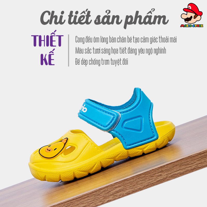 Dép Sandal cho bé MARIO thoáng khí quai dán đế xốp mềm mại