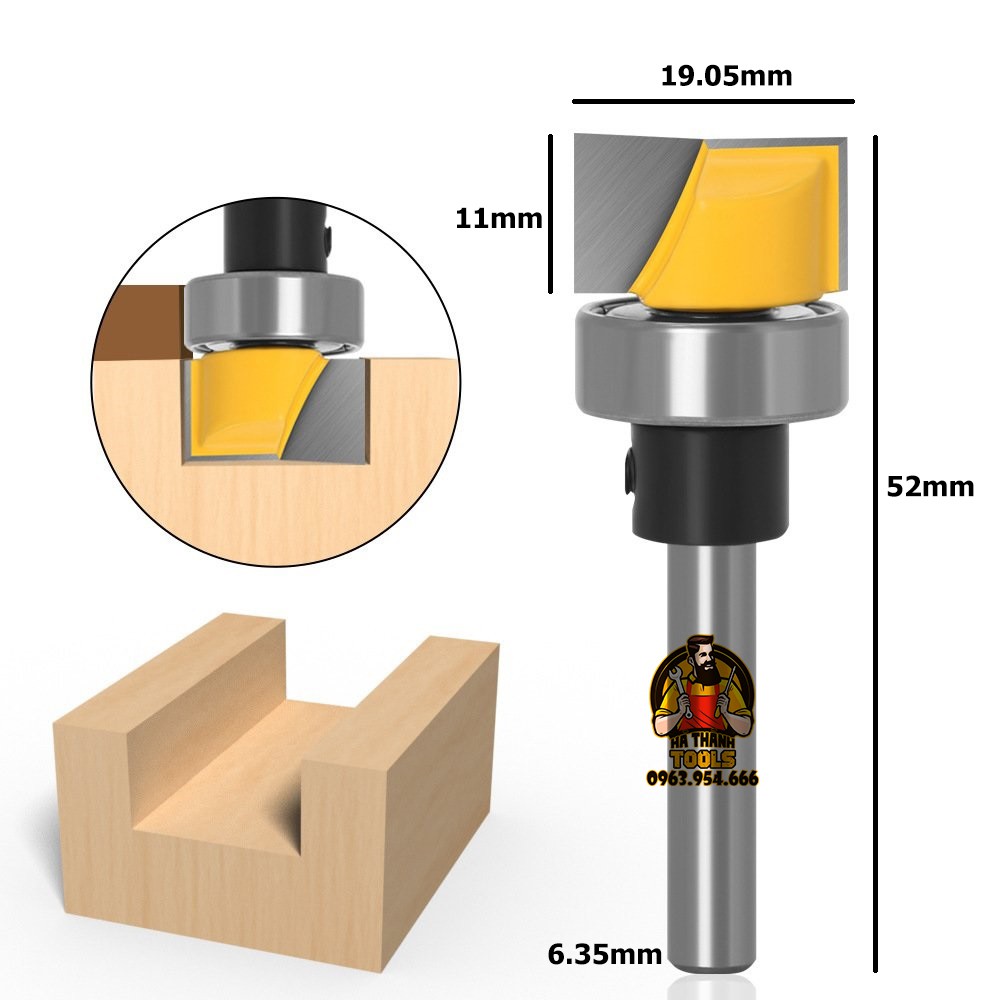 Mũi Phay Gỗ Thẳng CNC - Mũi Soi Móc Rãnh 19mm