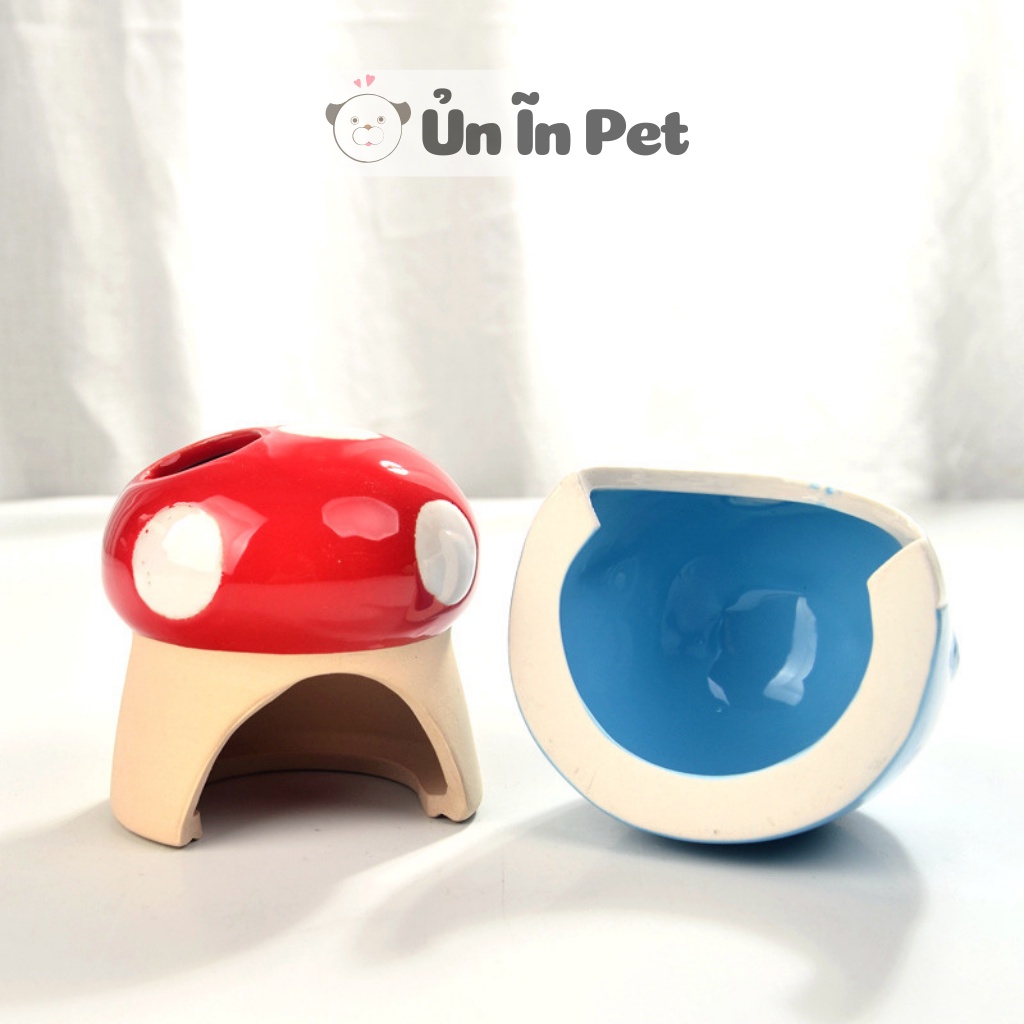 Nhà ngủ sứ hamster NẤM BI ĐỎ siêu mát, dễ thương