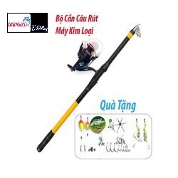 BỘ CẦN CÂU MÁY HUNTS MAN MÁY CÂU CÁ kim loại QE [ Tặng full bộ phụ kiện câu cá ] - Bộ cần huntman máy QE