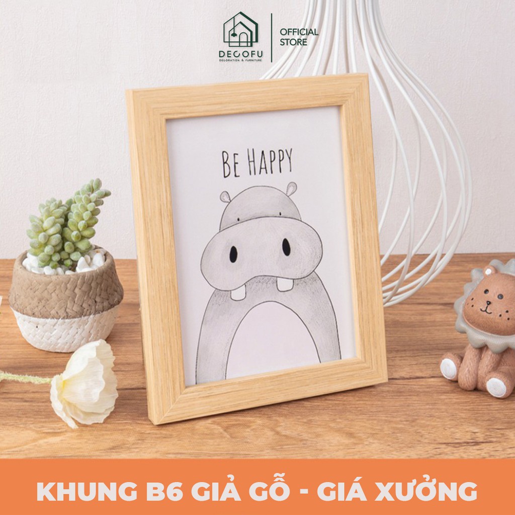 Khung ảnh để bàn 13x18 viền giả vân gỗ mỏng 2cm, khung hình B6 mặt kính DECOFU