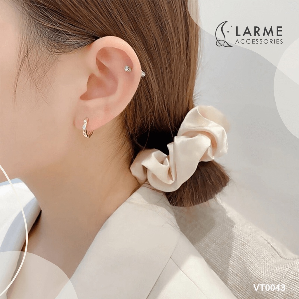 Khuyên tai nữ, bông tai nữ dáng tròn chốt bấm larme accessories -KT0143