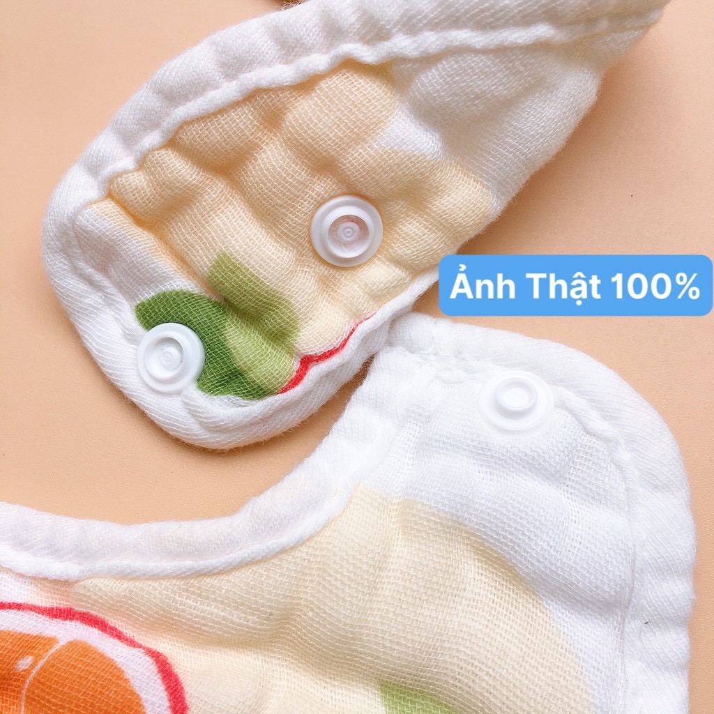 Yếm ăn dặm cho bé chữ U vải xô 8 lớp dày dặn siêu thấm hút có cúc bấm nhiều hình kute Bunakids Y05
