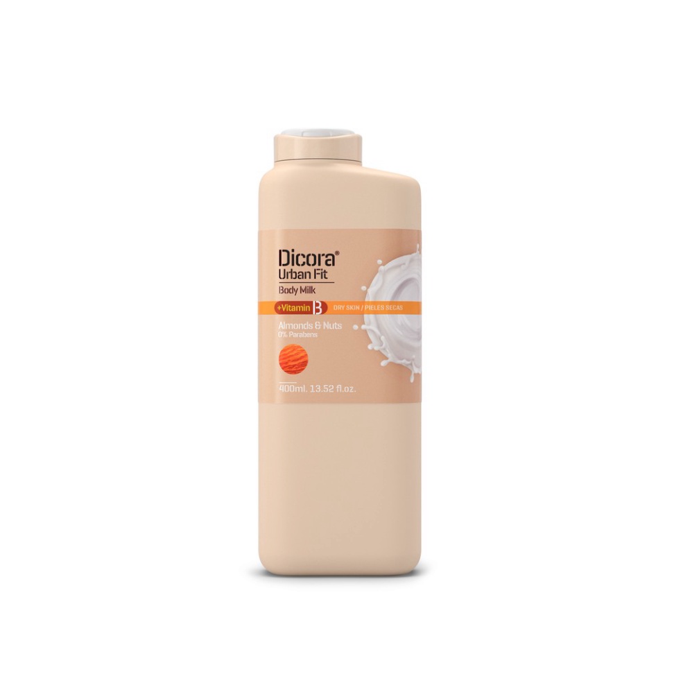 Sữa dưỡng thể Dicora Urban Fit almonds & nuts vitamin B hạnh nhân & các loại hạt 400ml gíup làn mịn màng, căng bóng