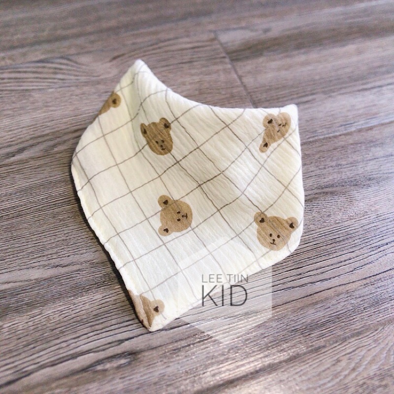 Yếm tam giác xô muslin 4 lơp hình gấu, thỏ siêu xinh cho bé trai, bé gái