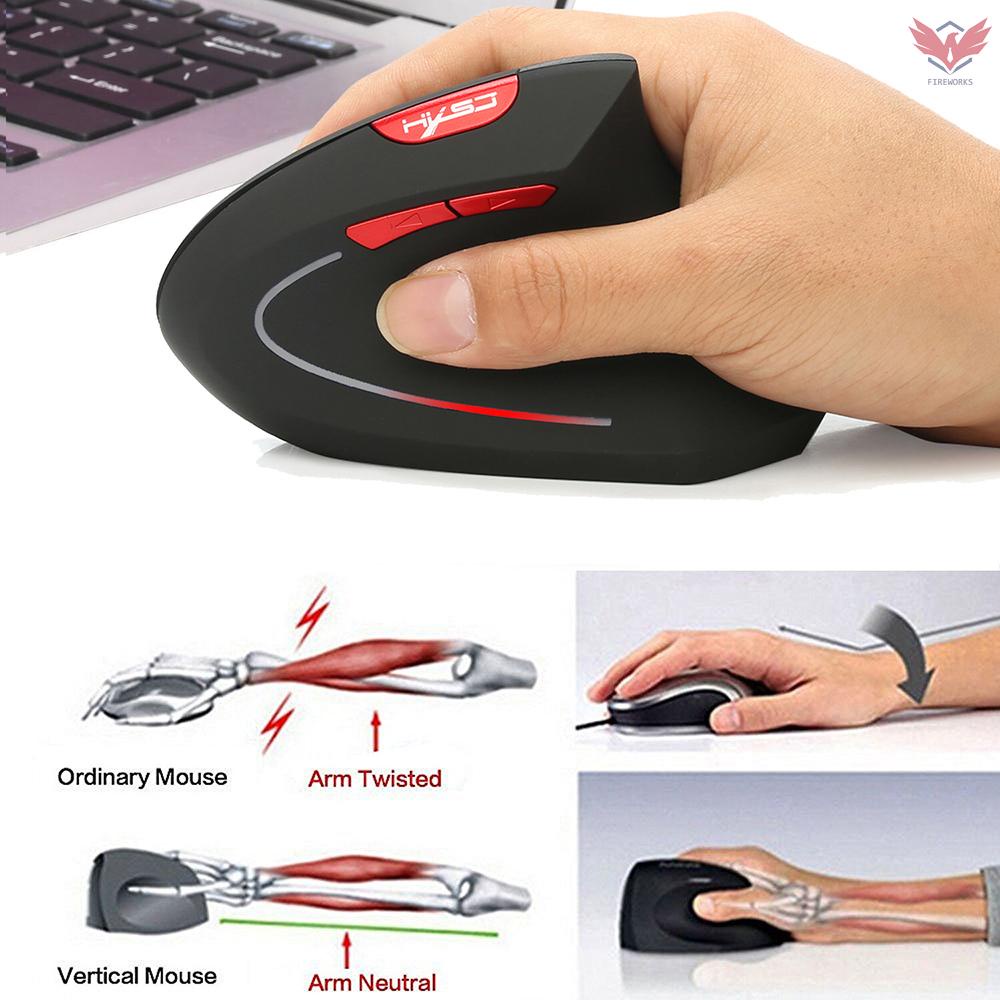 HXSJ T24 2.4G Wireless Mouse Vertical Ergonomic Mouse with USB Receiver Replacement for Notebook PC Laptop Macbook Black