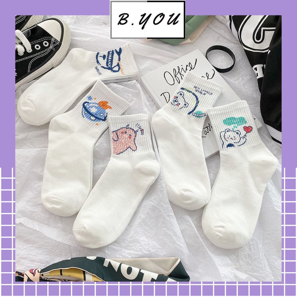 Tất vớ cổ cao họa tiết con vật dễ thương thoáng mát, thấm hút mồ hôi TT87