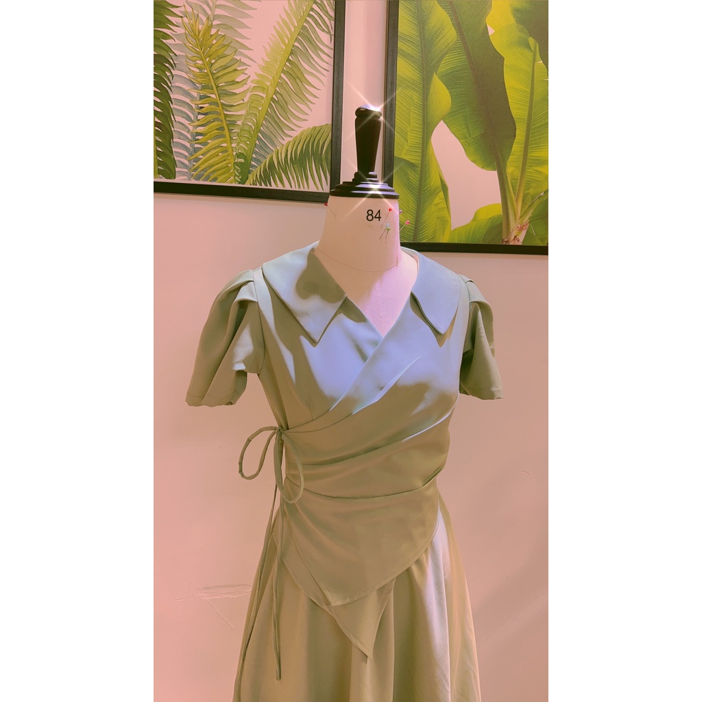 Áo váy đôi nam nữ màu xanh mint trend đấp tà ngực - Đồ đôi Forever Couple Store