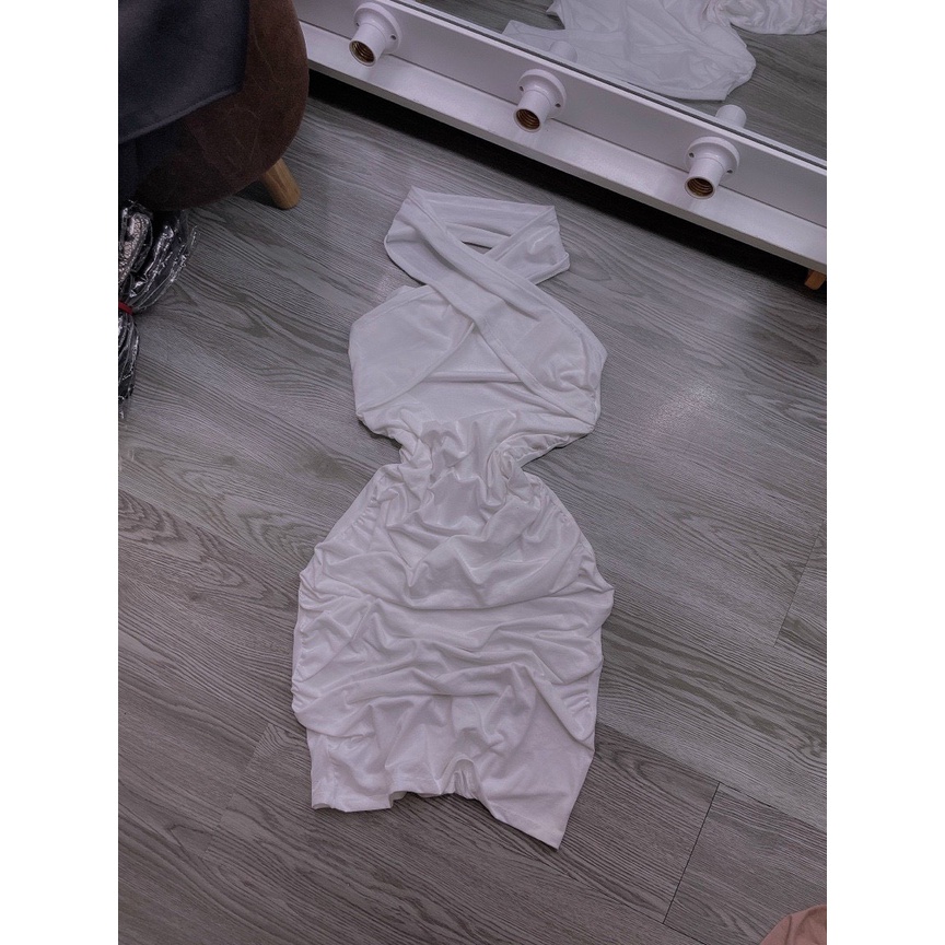 đầm yếm body chéo cổ đẹp tôn dáng chất thun lụa mềm u