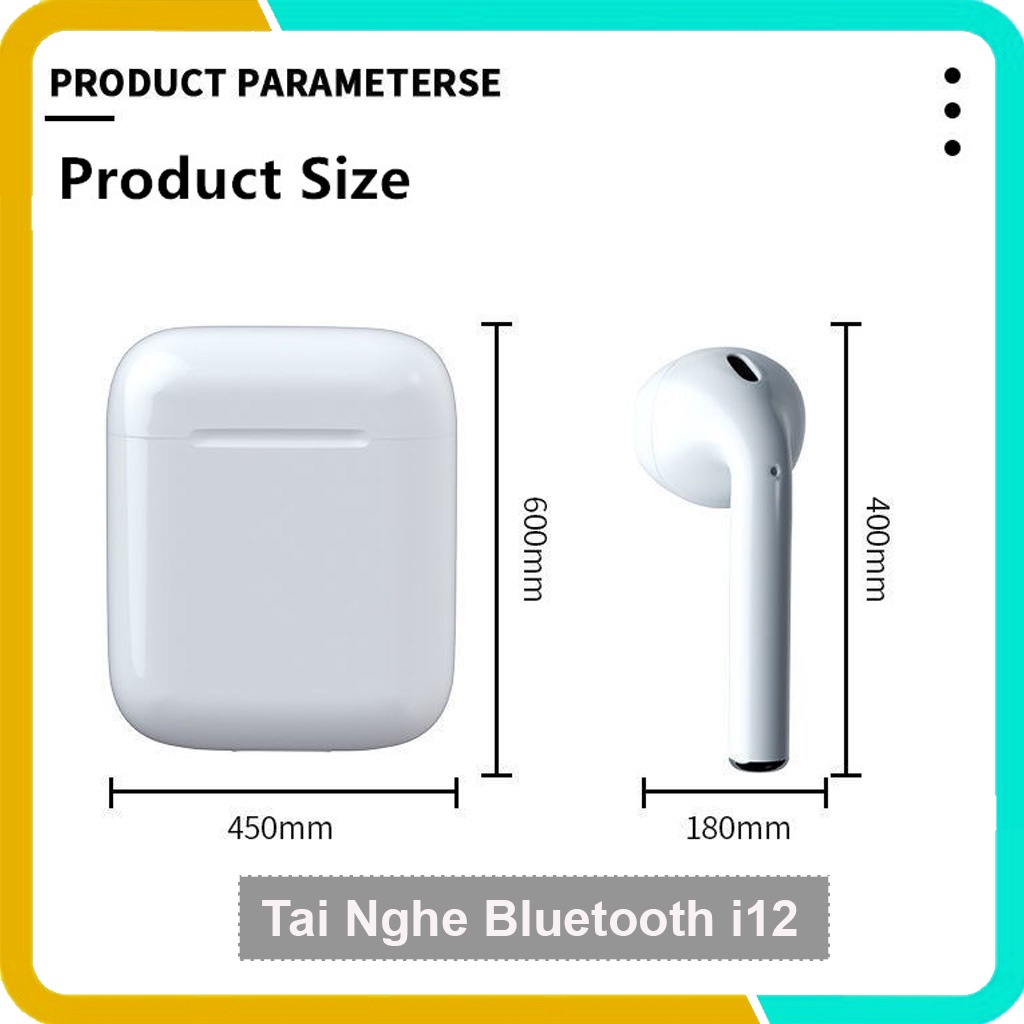 Tai Nghe Không Dây i12, Kiểu Dáng Dễ Thương Cho Điện Thoại Có Mic Tương Thích AndroidiOs