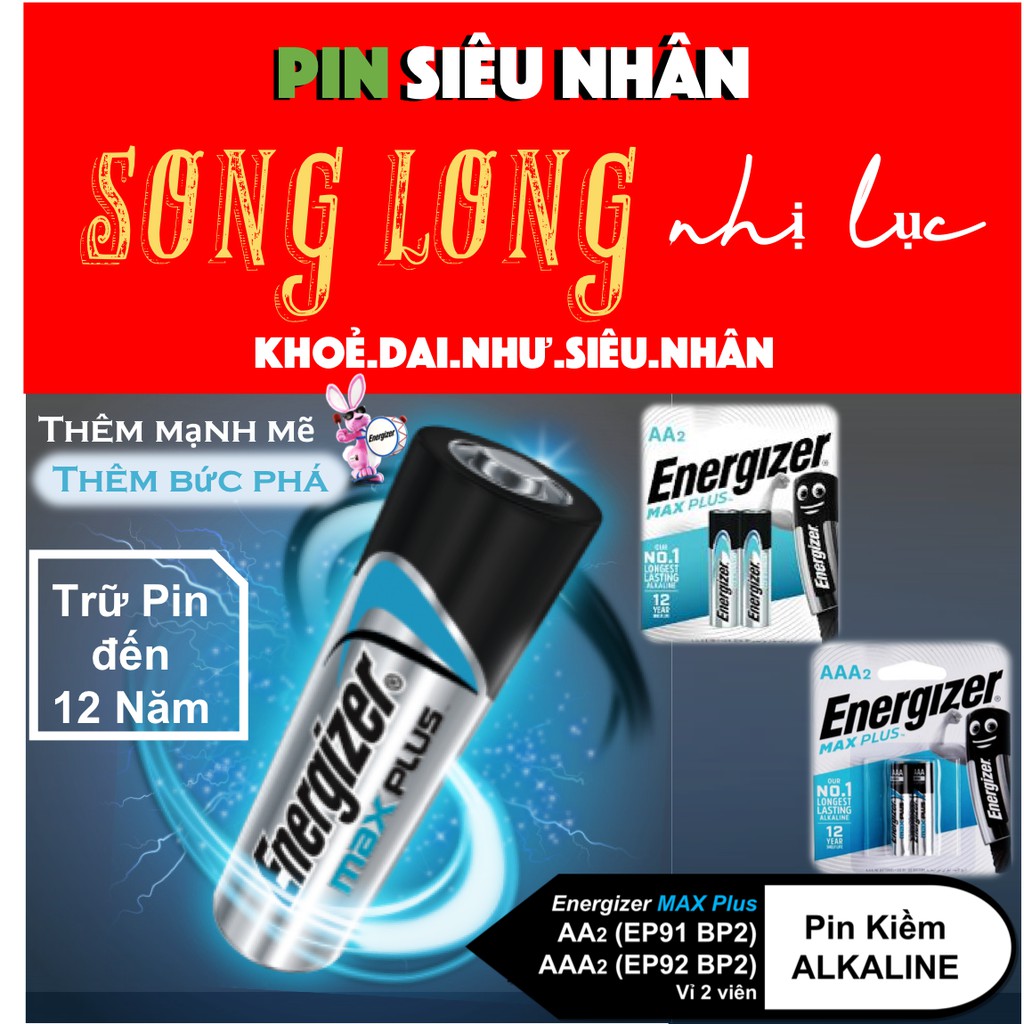 PIN AA / AAA ENERGIZER MAX PLUS ALKALINE (PIN Kiềm) 1.5V - Vỉ 2 viên - Chính Hãng Nhập khẩu Singapore