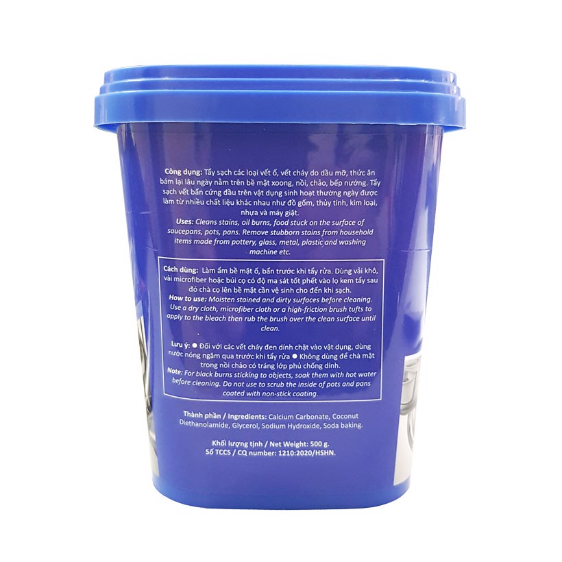 Hộp kem cọ xoong nồi tẩy vết bẩn nhà bếp đa năng Hando 500g (Over &amp; Cookware Cleaner)