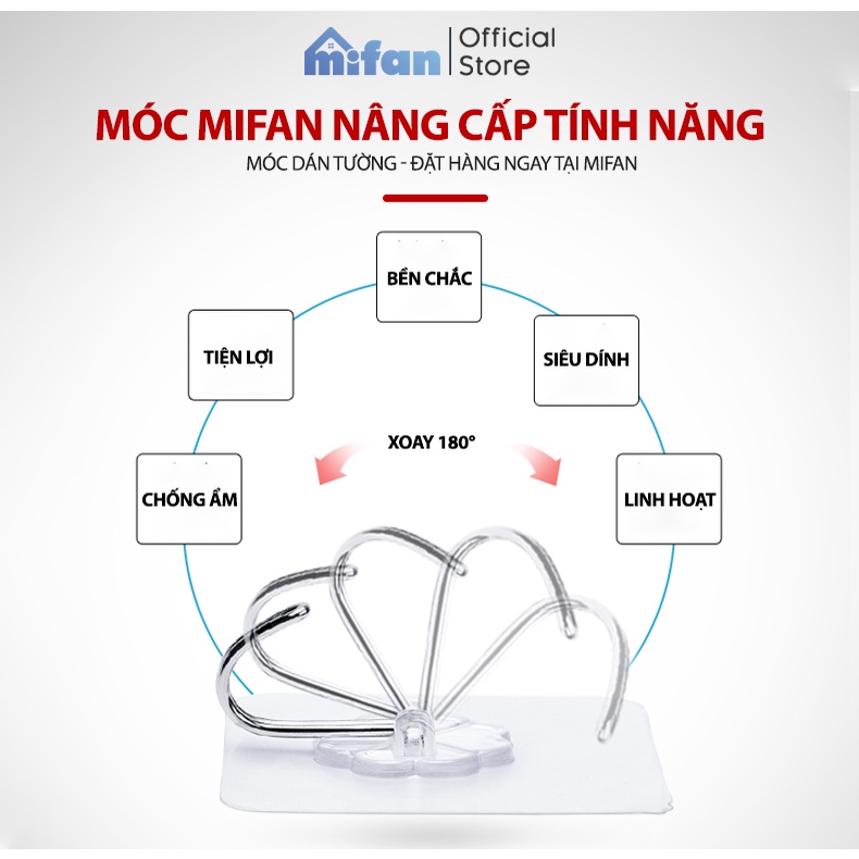 Móc Dán Tường Siêu Dính Chịu Lực Siêu Bền Mifan - Loại keo dày siêu chắc chất lượng cao