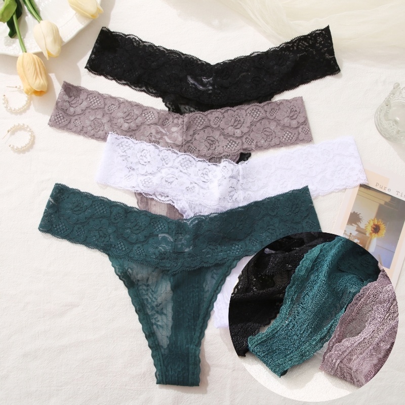 Quần lót ren TakeTalk hình cánh bướm lưng thấp trong suốt gợi cảm size S-XL cho nữ