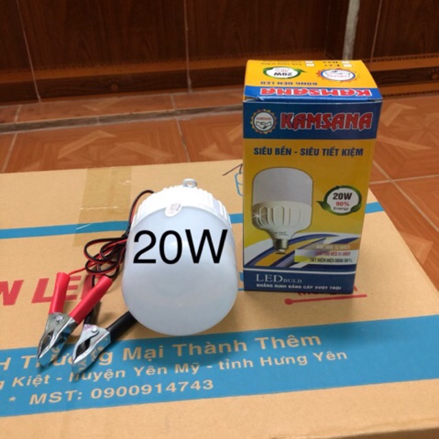 Bóng đèn LED 12V/20W kẹp bình Ắc Quy tiết kiệm điện - siêu rẻ- siêu sáng