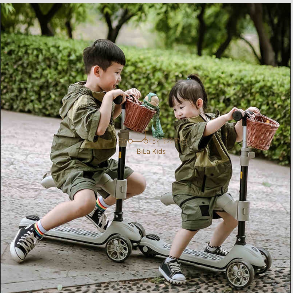 Giỏ xe cho bé bằng mây BILA KIDS lắp các loại xe chòi chân, trượt scooter, xe đạp, scoot and ride