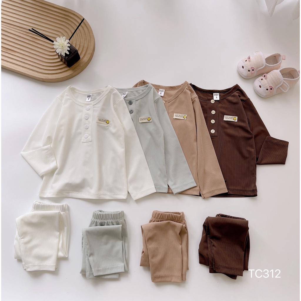 (T.BT01) - Bộ quần áo thu đông cho bé, có khuy, dài tay, chất thun gân tăm co giãn 4 chiều (10kg-20kg) - RichKid 123