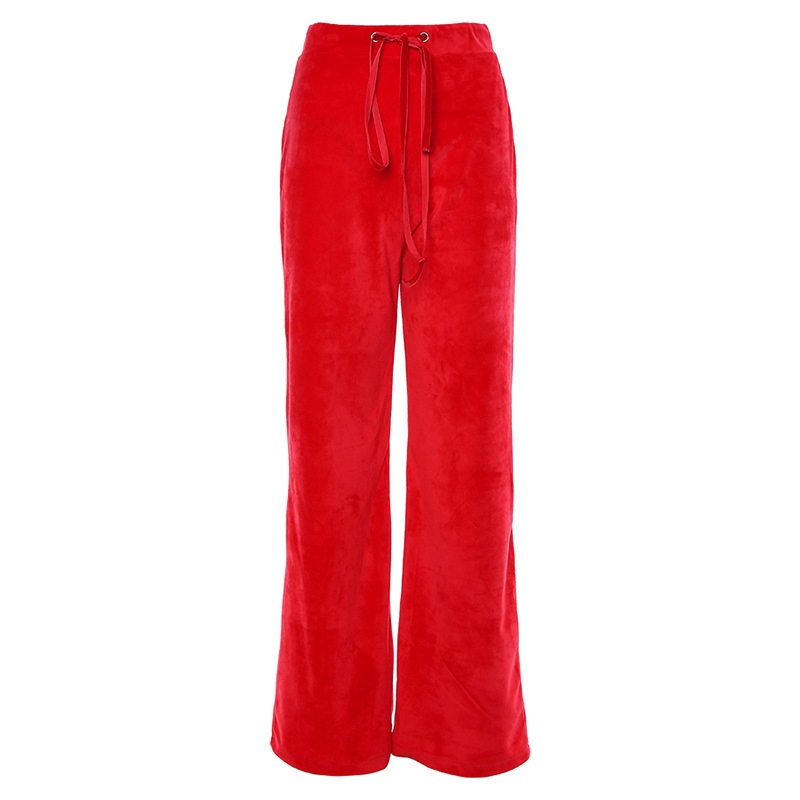 [Mã FADIRECT20 giảm 20K đơn 150K] Quần nhung ống rông lưng cao họa tiết thêu đơn giản cho nữ | BigBuy360 - bigbuy360.vn