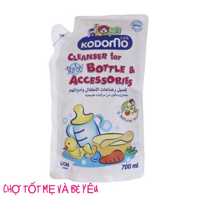 NƯỚC RỬA BÌNH SỮA KODOMO 700ML DẠNG TÚI