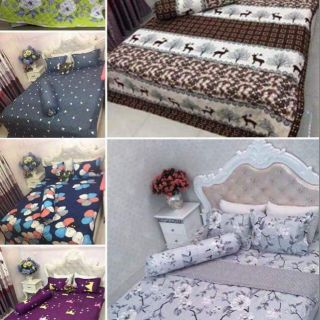 Sét 5 món ga gối chun ko trần và chăn hè