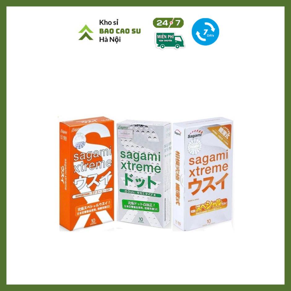Combo 3 Hộp Bao Cao Su Sagami , siêu mỏng. gân gai, co giãn xuất xứ nhật bản chính hãng