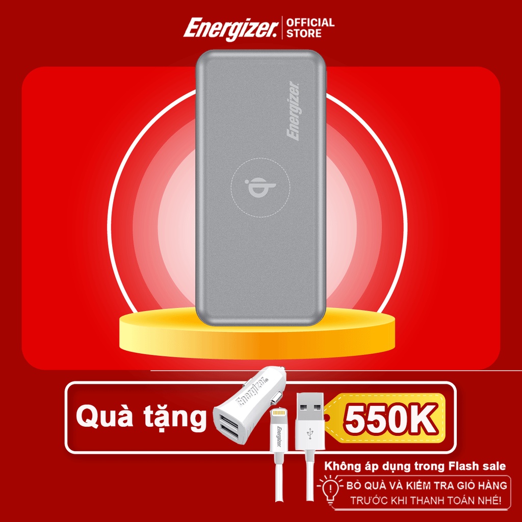 Sạc dự phòng Energizer 10,000mAh QE10007PQ - tích hợp sạc nhanh đa nền tảng, sạc không dây 10W chuẩn Qi, PD 18W