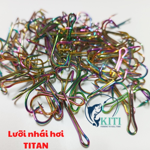 Lưỡi nhái hơi TITAN , Lưỡi câu đôi TITAN dùng để câu lure, câu cá lóc làm bằng Titan , Ngạnh dài và chắc chắn