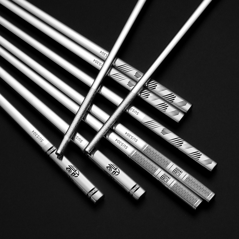 Bộ 10 đôi đũa inox 304 chống trơn trượt hoa văn đẹp cao cấp,sang trọng, tính tế