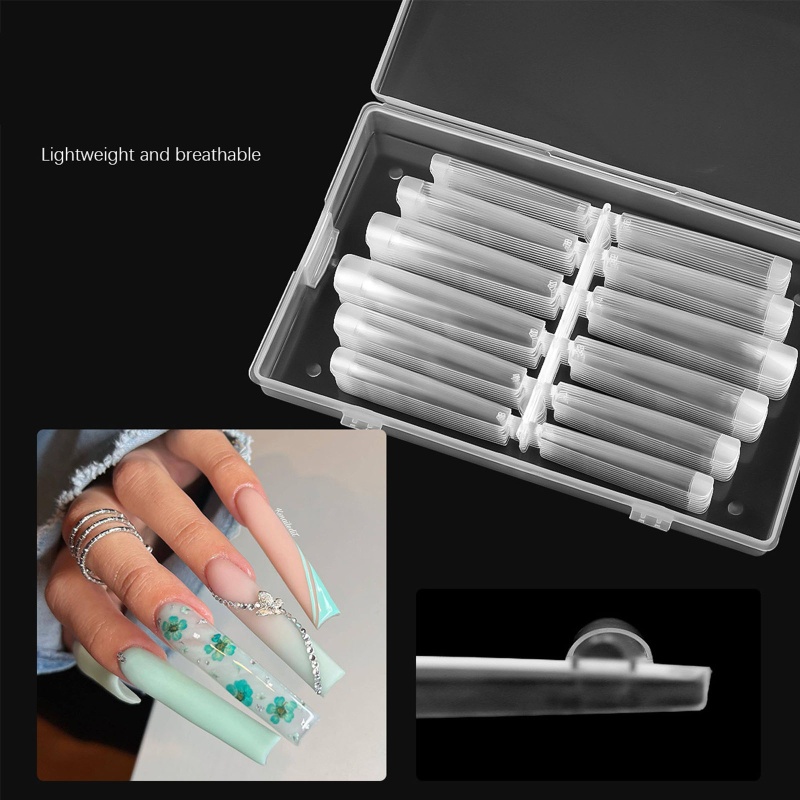 Set 120 Đầu Móng Tay Giả Thẳng Dài Hình Vuông Che Phủ Toàn Diện Cho Salon DIY